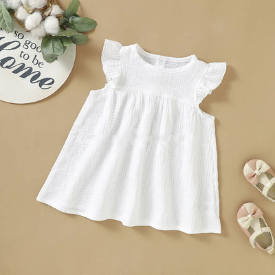 Alora-Baby-Girl-Ruffle-Sleeve-Dress-Organic-Cotton White