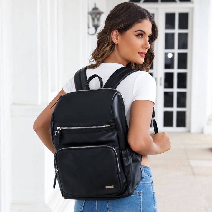 Harper-Nappy-Bag-Backpack---Black-Front-side-3