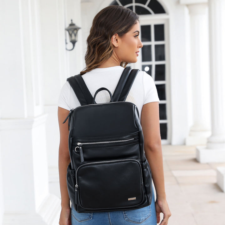 Harper-Nappy-Bag-Backpack---Black-Front-side