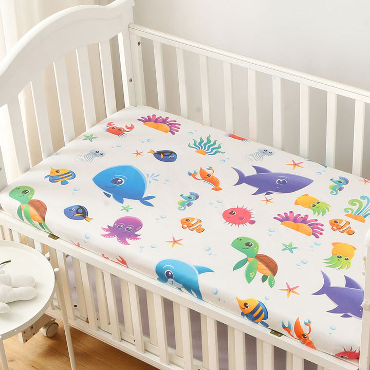 Ocean Fishes Fitted Cot Sheet Side View
