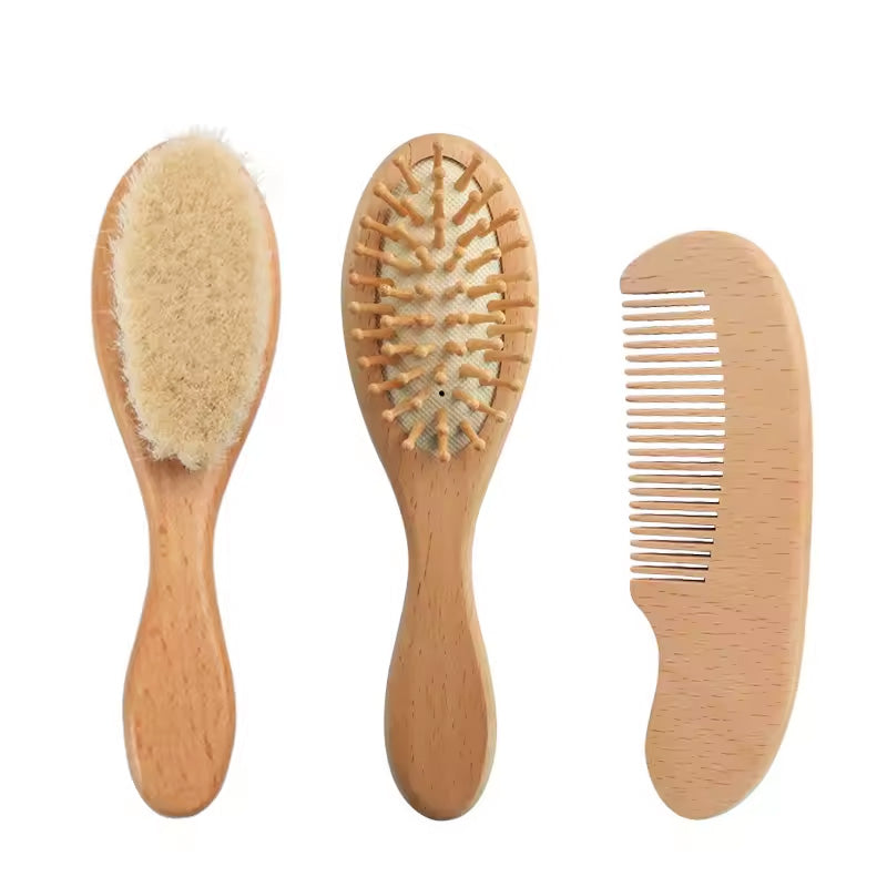 Percy Wooden Baby Hair Brush, Massage Brush Comb Set – Nappy Bag