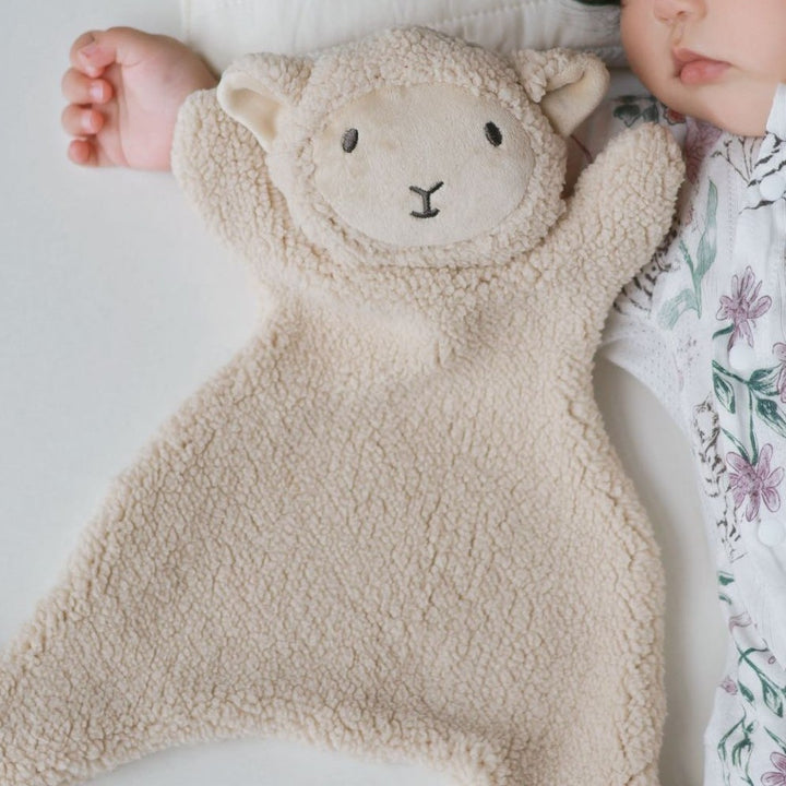 Plush Sheep Baby Comforter - White with baby
