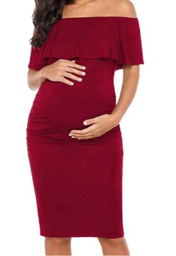 Off Shoulder Casual Maternity Dress