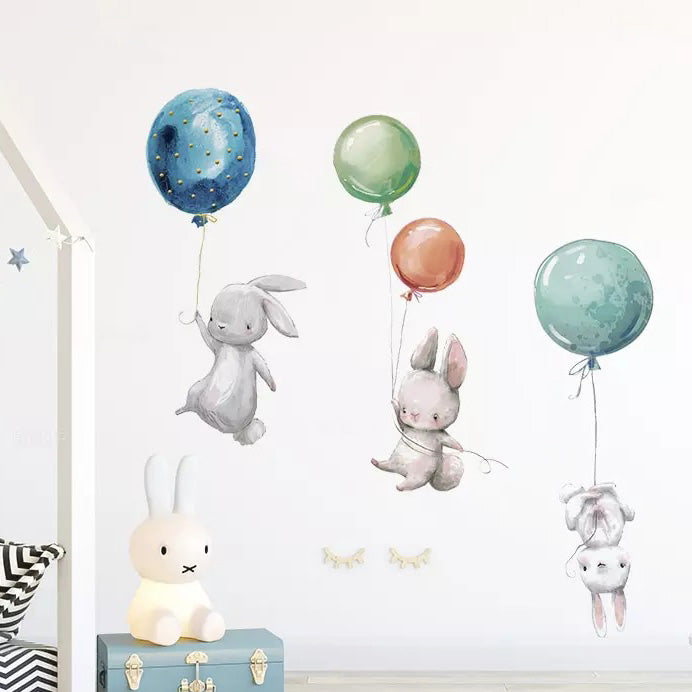 3 Bunnies Baby Nursery Wall Sticker in Nursery