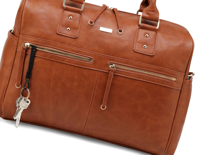 Adele All in One Carry All Nappy Bag Tan - Front Closeup