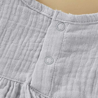 Alora Baby Girl Ruffle Sleeve Dress Organic Cotton - Grey Closeup 2