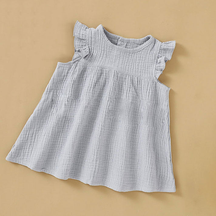 Alora Baby Girl Ruffle Sleeve Dress Organic Cotton - Grey Color
