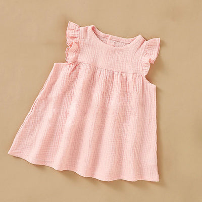 Alora Baby Girl Ruffle Sleeve Dress Organic Cotton - Pink