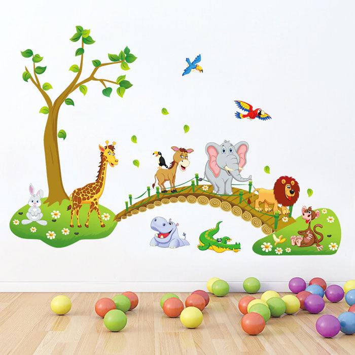 Animal Tree Bridge Nursery Sticker