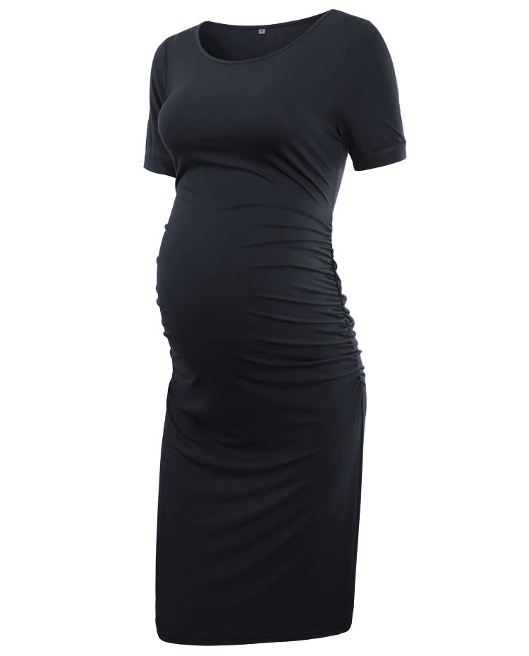 Ariah Black Short Sleeves Maternity Dress front 2