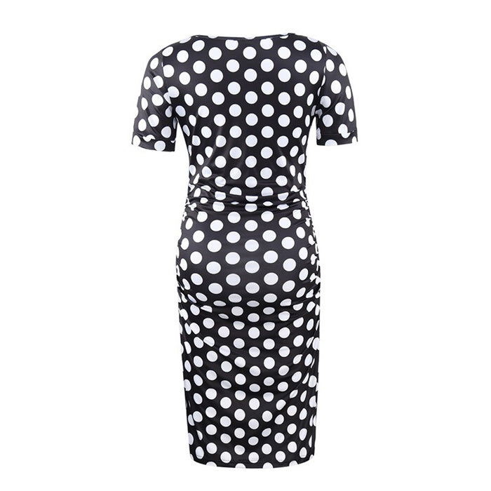 Ariah Polka Dot Maternity Dress Backside
