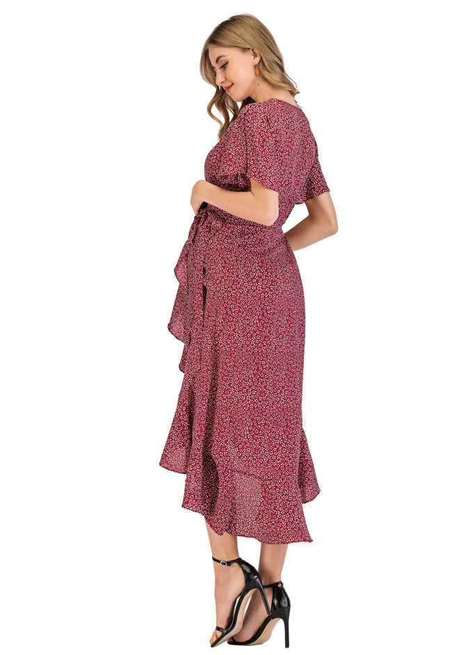 Ava Rose Maternity Wrap Dress backside