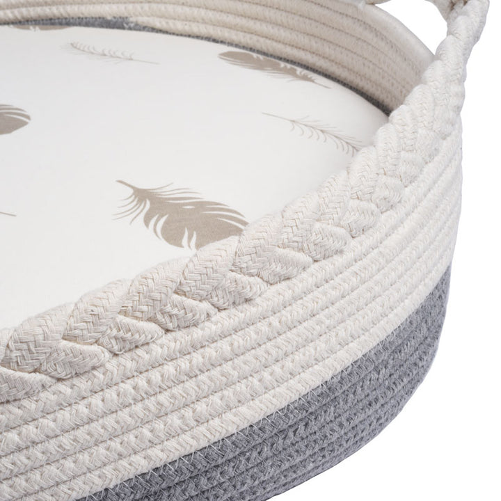 Baby Changing Basket with Mattress & Fitted Sheet - Grey Side View