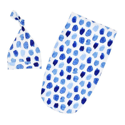 Blue Dots Baby Swaddle Sack in white background