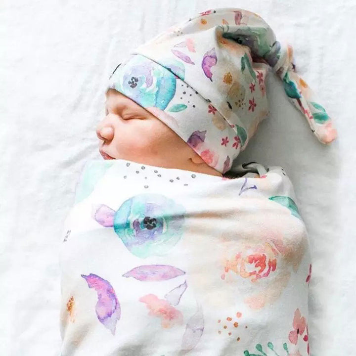Blue Floral Baby Swaddle Sack