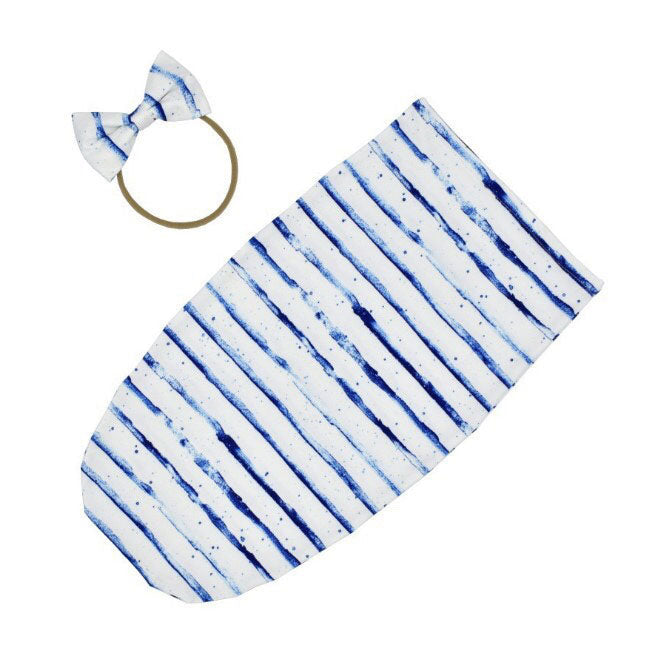 Blue Stripes Baby Swaddle Sack full