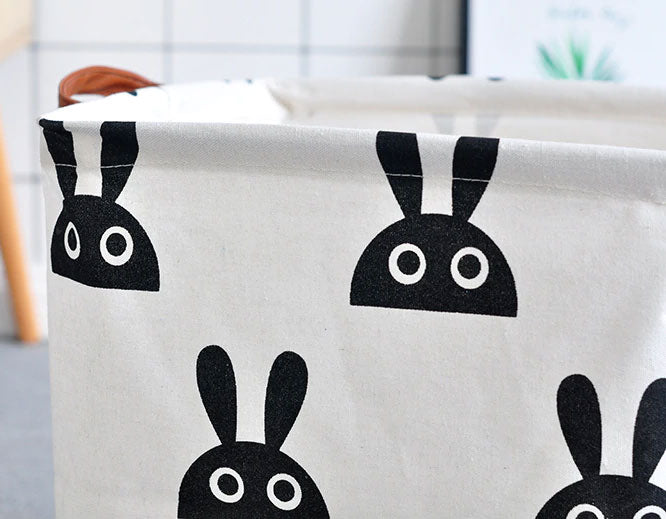 Bunny Square Collapsible Canvas Toy Storage Box Close up