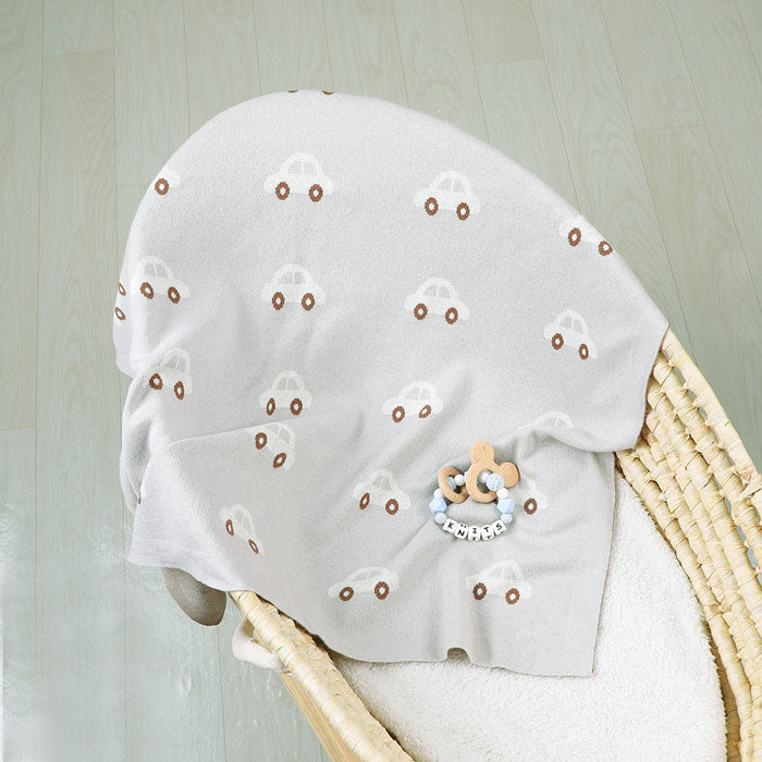 Cars Grey Baby Blanket in cot