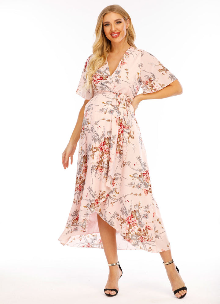Chloe Maternity Wrap Dress Pink