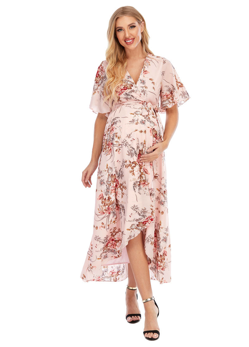 Chloe Maternity & Nursing Wrap Dress Pink Online Australia – Nappy Bag Store Chloe Maternity & Nursing Wrap Dress Pink Online Australia – Nappy Bag Store