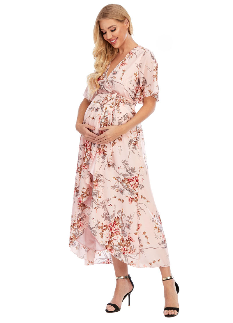 Chloe Maternity & Pregnancy Wrap Dress tummy view