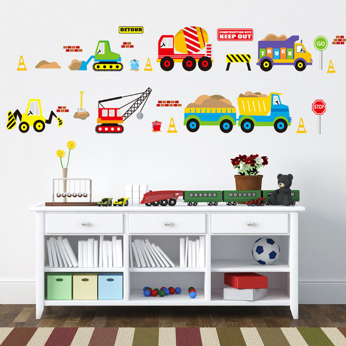 Construction Vehicles Kids Wall Sticker