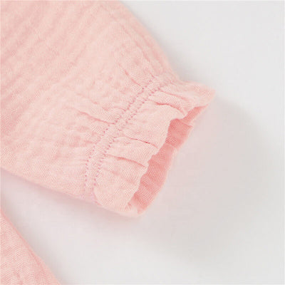 Delilah Long Sleeve Baby Girl Dress - Pink Closeup
