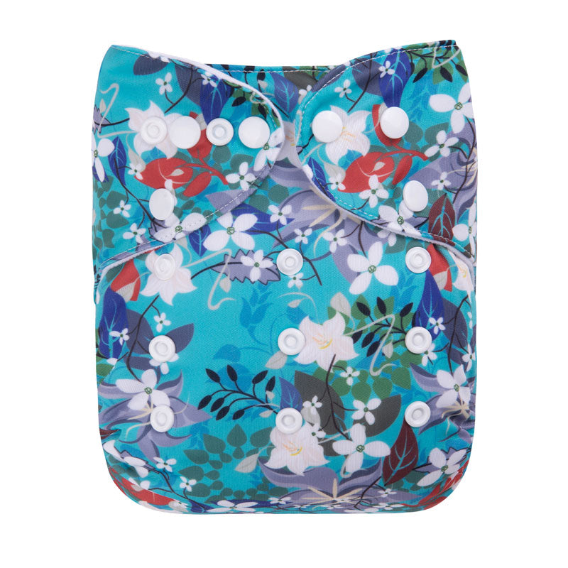 Finley 4 Pack modern, reuseable & washable Cloth Nappies With 8 Inserts - Blue Floral