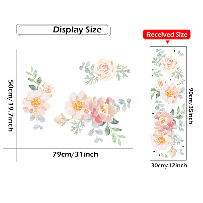 Flowers & Leaves Baby Nursery Wall Sticker Size