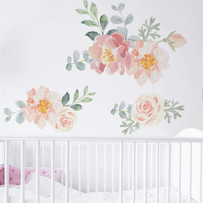 Flowers & Leaves Baby Nursery Wall Sticker near cot 1