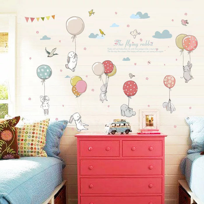 Flying Rabbits Nursery Wall Sticker