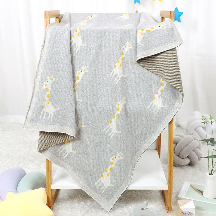 Giraffe Knitted Cotton Baby Blanket