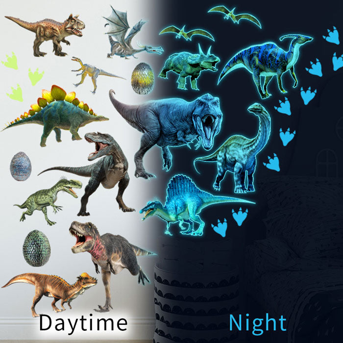 Glow in Dark Dinosaurs Baby Nursery Wall Sticker - Glow Effect