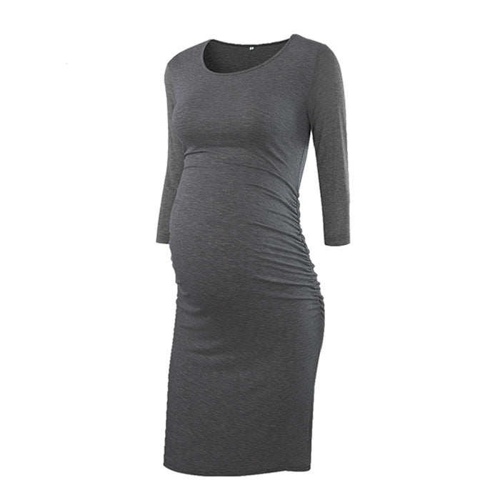 Kaya Black Three Quarter Sleeves Maternity Dress