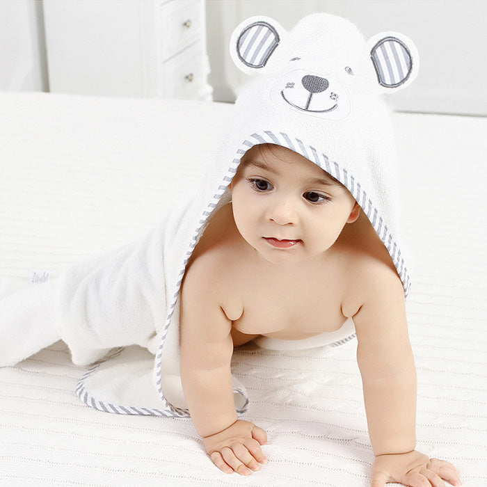 Grey Bear Bamboo Baby Bath Towel With Hood Online Australia
