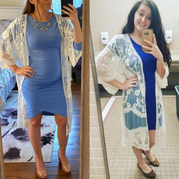 Holly White Lace Maternity Kimono Customer Image