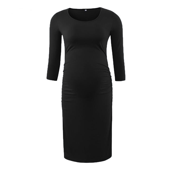 Kaya Black Three Quarter Sleeves Maternity Dress