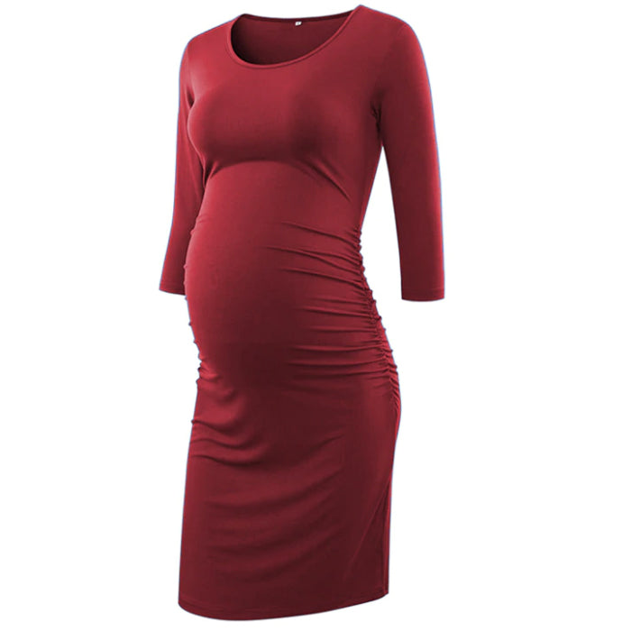 Kaya Black Three Quarter Sleeves Maternity Dress