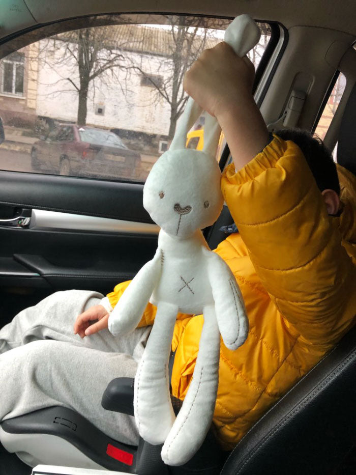 Kuku Bunny Baby Comforter toy with baby 2