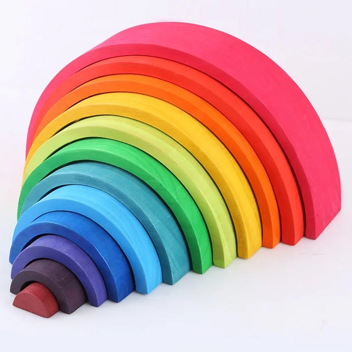 Large 12 piece Wooden Rainbow Stacker
