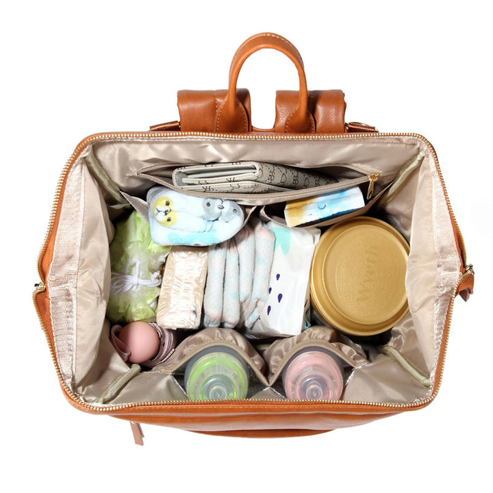 Melbourne Carry All Vegan Leather Nappy Bag Backpack Inside