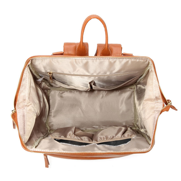 Melbourne Carry All Vegan Leather Nappy Bag Backpack Inside Empty