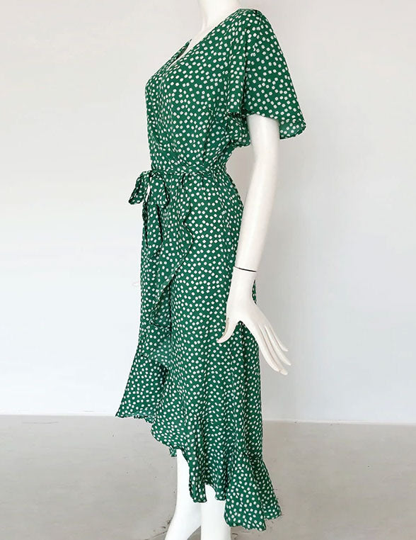 Mia Green Maternity Wrap Dress