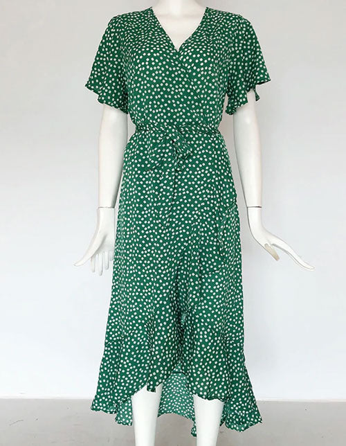 Mia Green Maternity Wrap Dress