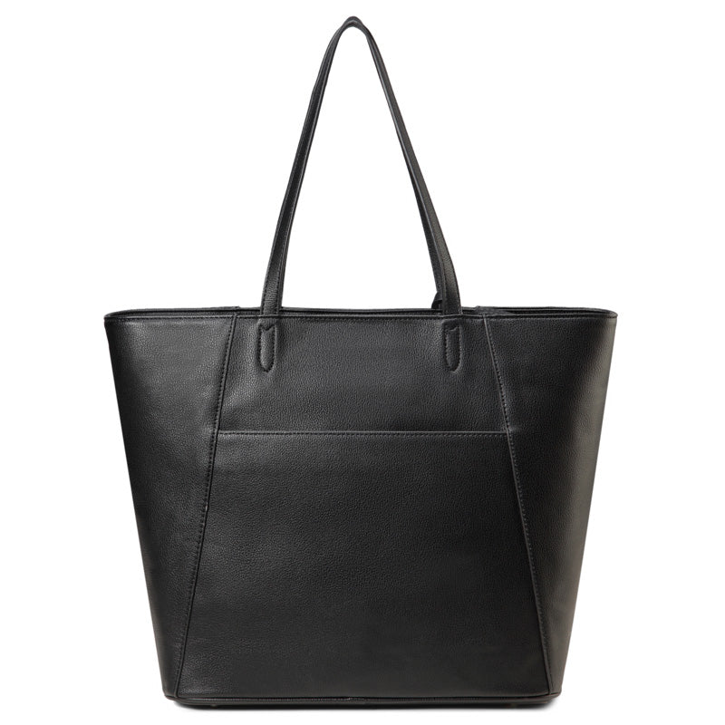 Mila Black Tote PU Leather Nappy Bag Front