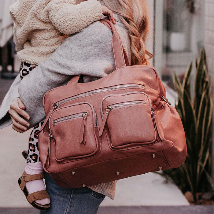 OiOi Faux Leather Carry All Nappy Bag - Dusty Rose
