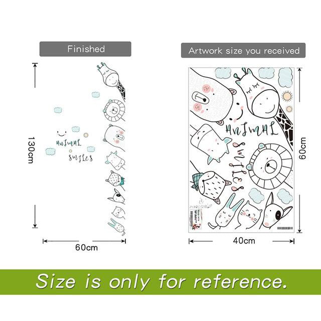 Peeping Friends Baby Nursery Wall Sticker size