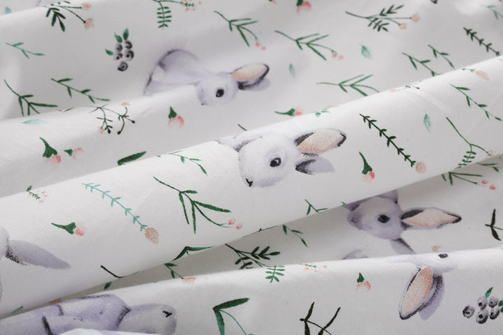 Rabbits Fitted Cot Sheet Closeup