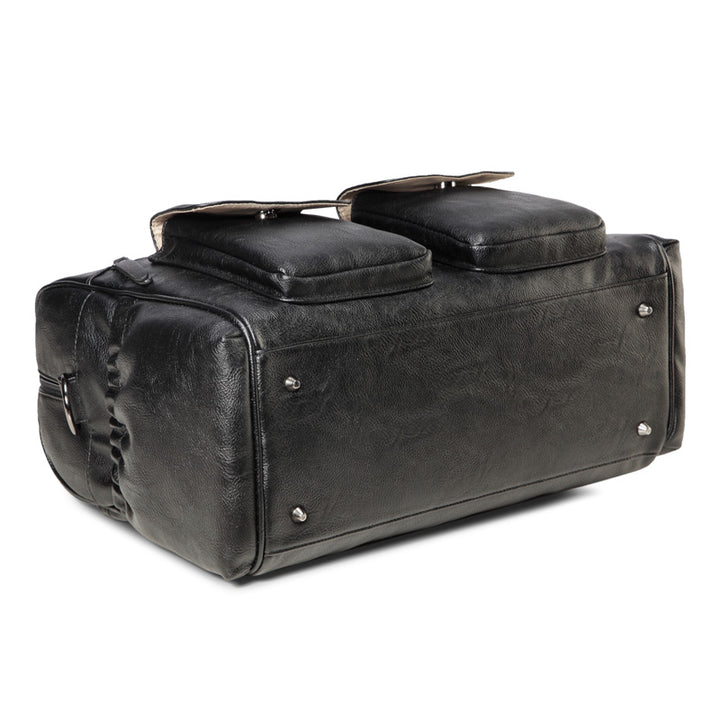 Sarah Carry All Black Nappy Bag PU Leather Bottom side view