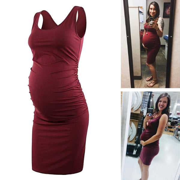 Serene Red Wine Sleeveless Maternity Dress